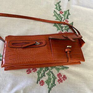 Rusty Orange Faux Alligator/Croc clutch Purse